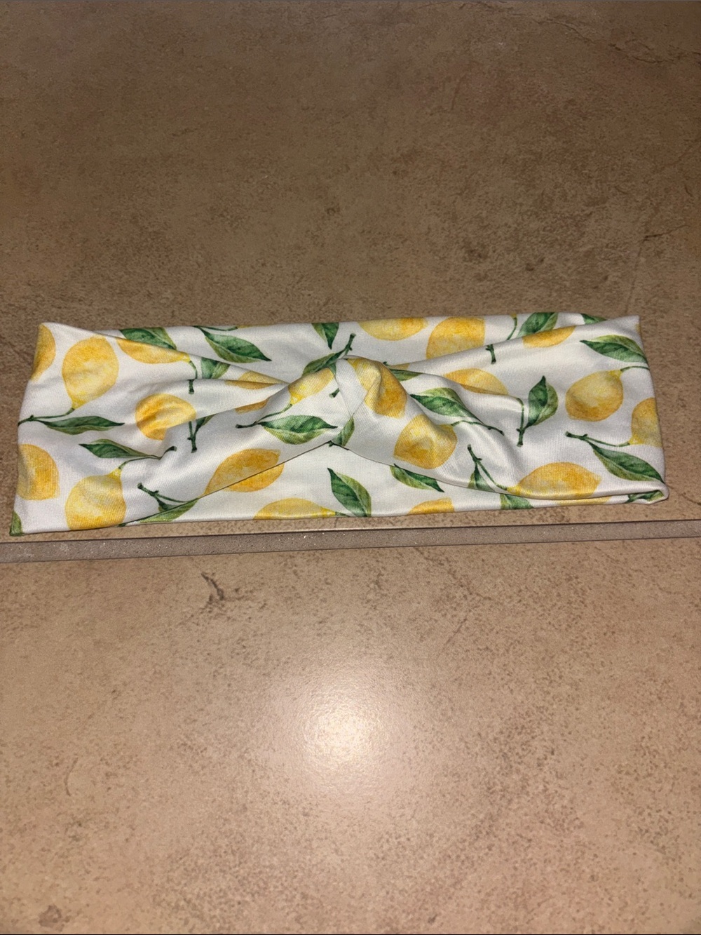 Lemon Print Twist Headband - Yellow & Green